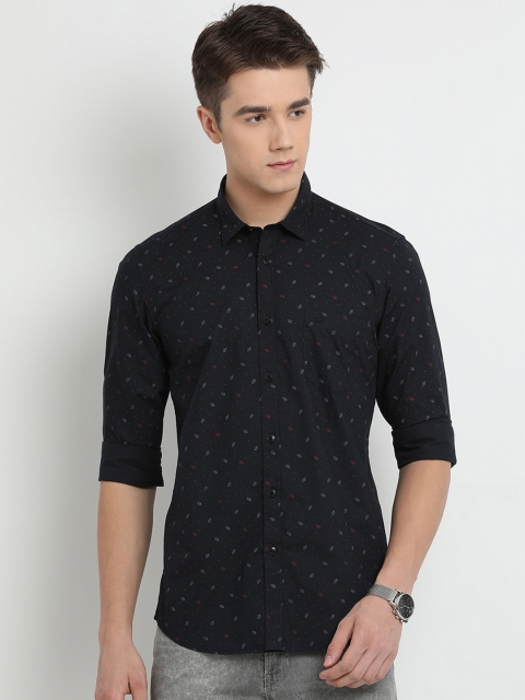 

Crocodile Men Black Slim Fit Printed Casual Shirt
