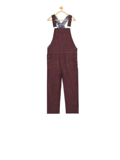 

Cherry Crumble Kids Maroon Corduroy Dungarees
