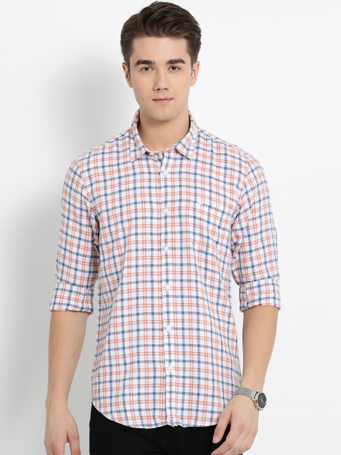 

Crocodile Men White & Blue Slim Fit Checked Casual Shirt