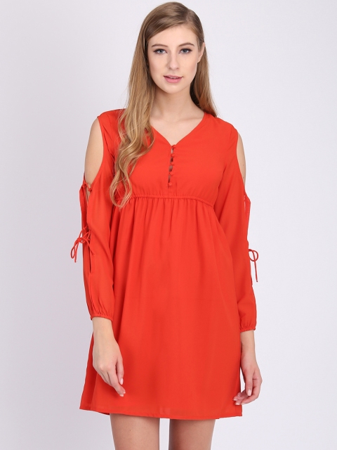 

Heather Hues Women Red Solid Fit and Flare Dress