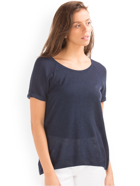 

GAP Women Navy Blue Raglan Top