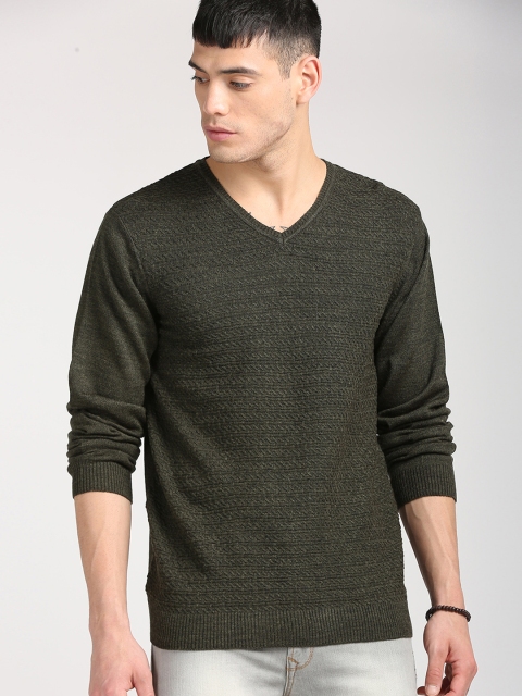 

Peter England Men Charcoal Grey Self Design Pullover