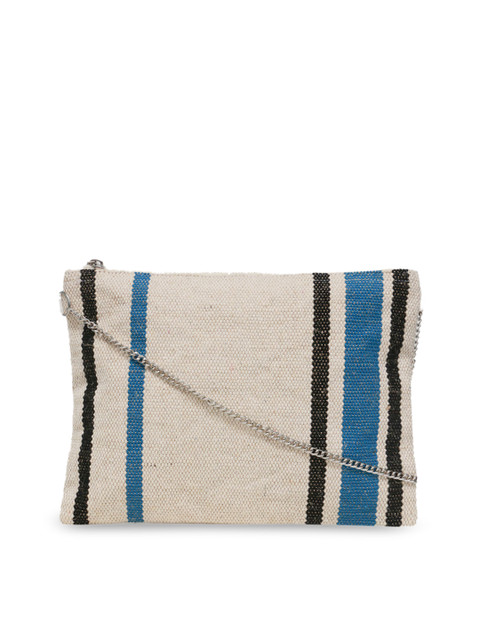 

Diwaah Cream-Coloured & Blue Self Design Sling Bag