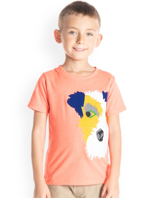 

Cherry Crumble Unisex Kids Orange Printed Round Neck T-shirt