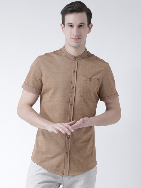 

Club York Men Brown Slim Fit Solid Casual Shirt