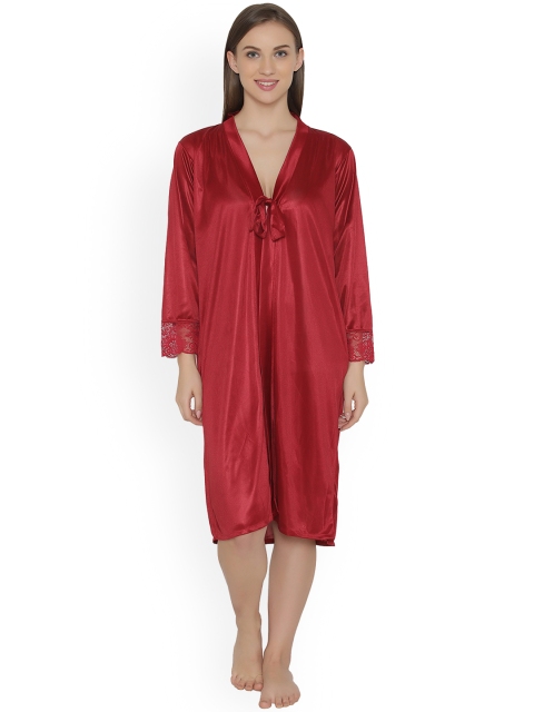 

Clovia Women Maroon Solid Knee-Length Robe NSM484Z09O