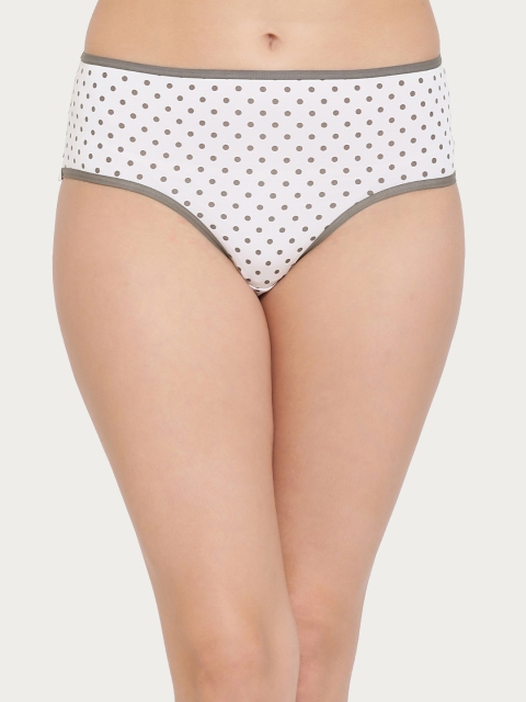

Clovia Women White & Grey Polka Dot Printed Mid-Rise Hipster Brief PN2817P18XL