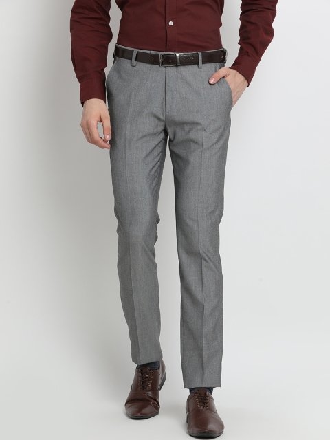 

Crocodile Men Grey Slim Fit Solid Formal Trousers