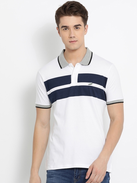 

Crocodile Men White Colourblocked Polo Collar T-shirt