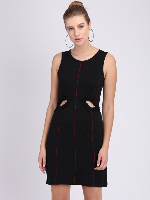 

Heather Hues Women Black Solid Sheath Dress