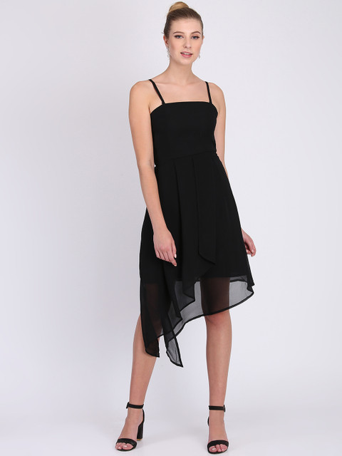 

Heather Hues Women Black Solid Fit and Flare Dress