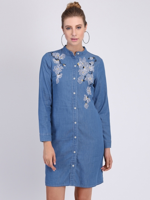 

Heather Hues Women Blue Embellished Shirt Dress