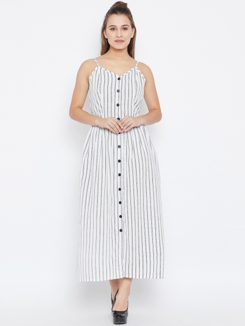 

LUCERO Women White & Black Striped Maxi Dress