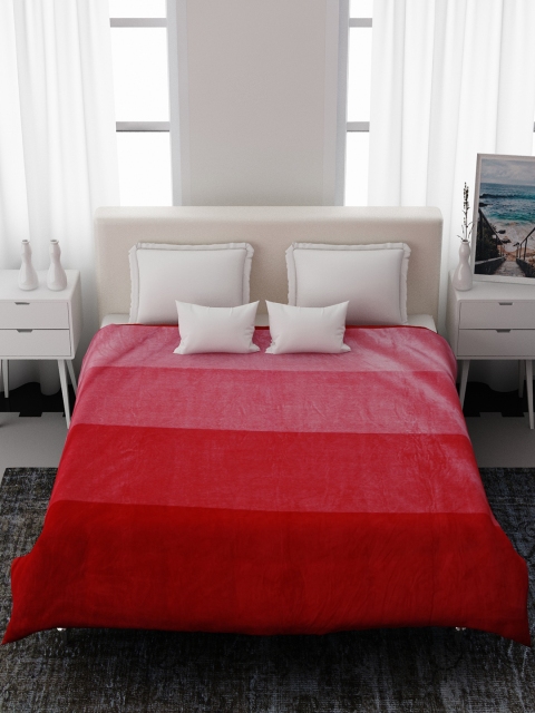 

EverHOME Red Colourblocked Supersoft Flano 400 GSM Double A/C Blanket