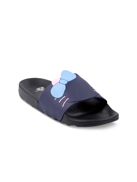 

meriggiare Women Navy Blue Printed Sliders