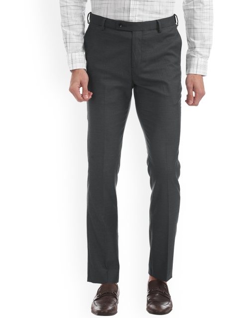 

Arrow Men Charcoal Tapered Fit Self Design Formal Trousers