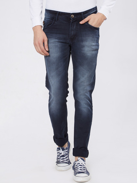 

Road Rockers Men Navy Blue Skinny Fit Low-Rise Clean Look Stretchable Jeans