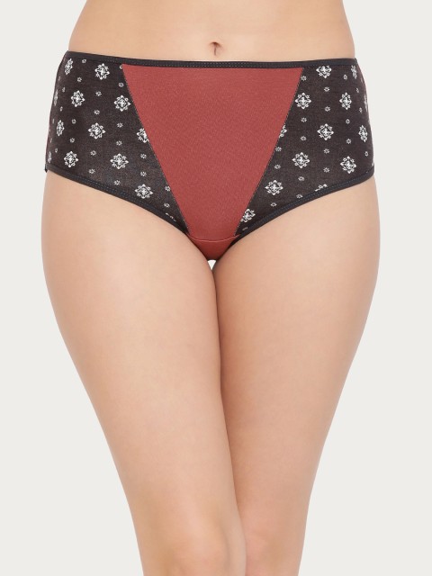 

Clovia Women Maroon & Black Printed Hipster Brief PN2784P13XL