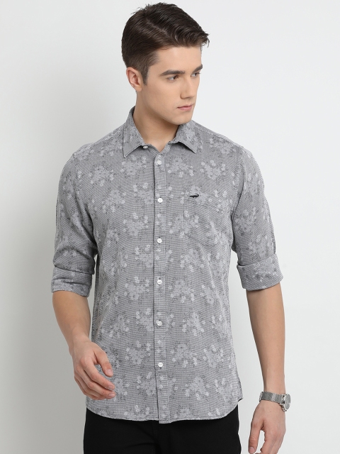 

Crocodile Men Grey Slim Fit Self Design Casual Shirt