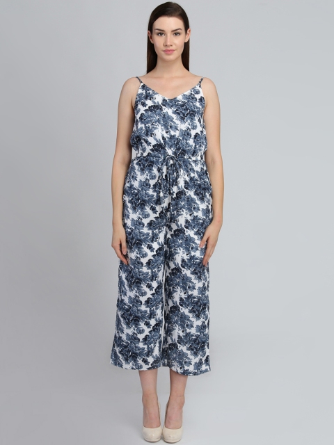 

DODO & MOA White & Blue Printed Culotte Jumpsuit