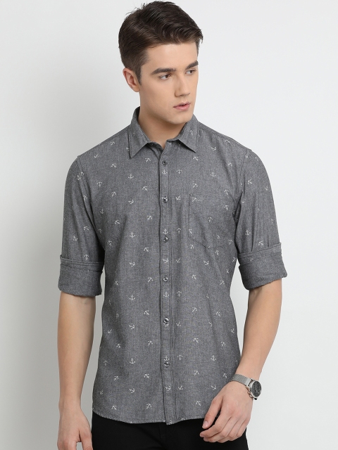 

Crocodile Men Grey Slim Fit Printed Casual Shirt