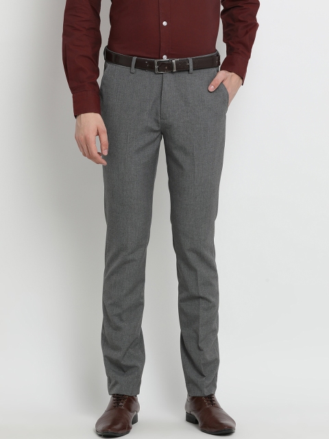 

Crocodile Men Grey Slim Fit Solid Formal Trousers