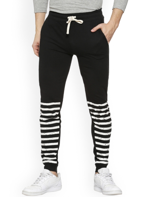 

Campus Sutra Men Black Striped Joggers