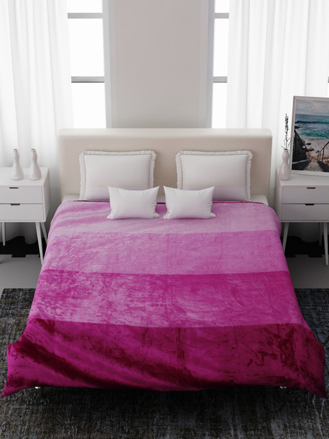 

EverHOME Pink Colourblocked Supersoft Flano 400 GSM Double A/C Blanket
