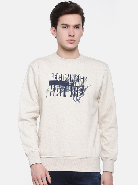 

t-base Men Cream-Coloured Printed Sweatshirt