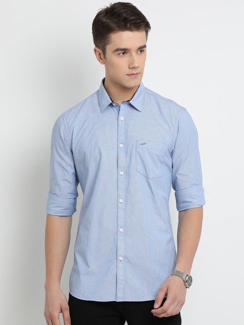 

Crocodile Men Blue Slim Fit Self Design Casual Shirt