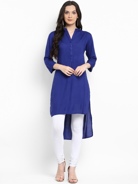 

Hapuka Women Blue Solid High Low Kurti