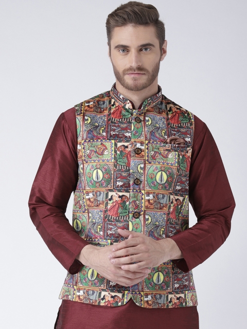 

Hangup Men Multicoloured Printed Nehru Jacket, Multi