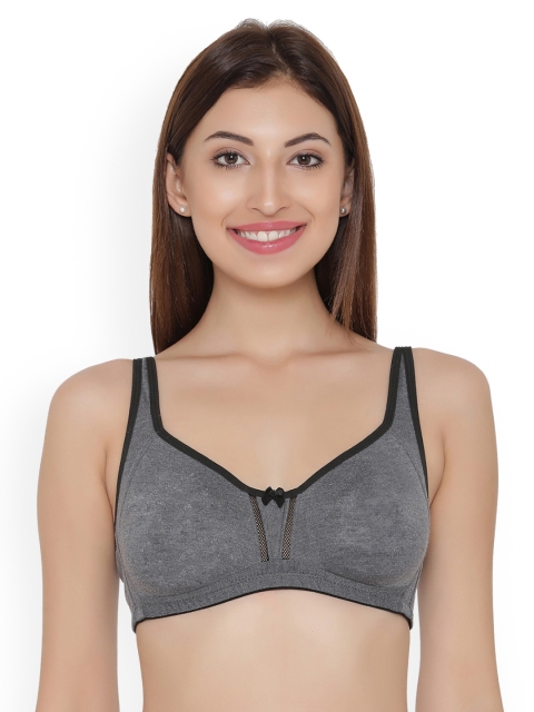 

Clovia Charcoal Solid Non-Wired Non Padded T-shirt Bra BR1017Z0544D