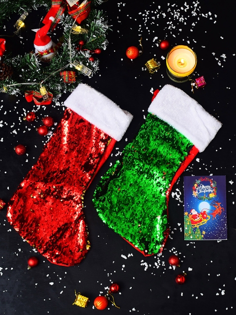 

Archies Set of 2 Stocking Socks with Greeting Card, Multi