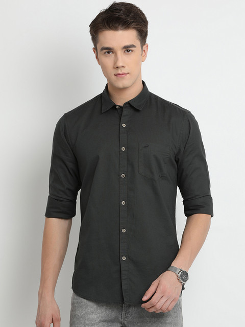 

Crocodile Men Green Slim Fit Solid Casual Shirt