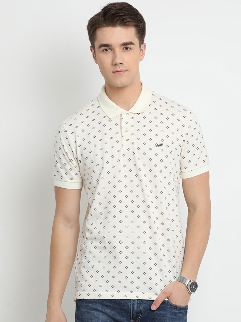 

Crocodile Men Off-White Printed Polo Collar Slim Fit T-shirt