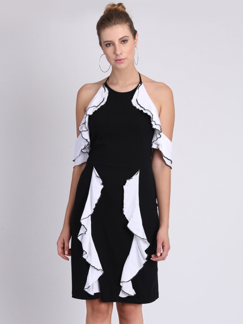 

Heather Hues Women Black Solid Sheath Dress