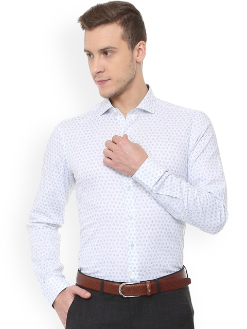 

SIMON CARTER LONDON Men White Slim Fit Printed Formal Shirt