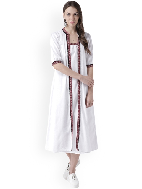

DODO & MOA Women White Solid A-Line Dress
