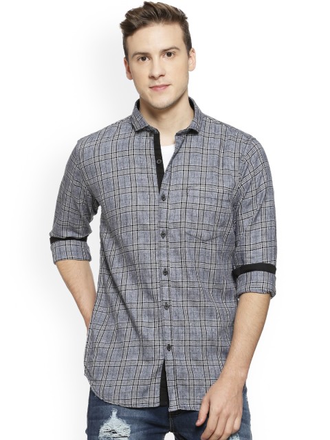 

Campus Sutra Men Blue Regular Fit Checked Casual Shirt