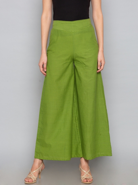 

Desi Weavess Women Green Printed Flared Palazzos
