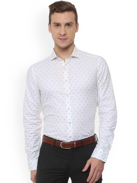 

SIMON CARTER LONDON Men White Slim Fit Printed Casual Shirt
