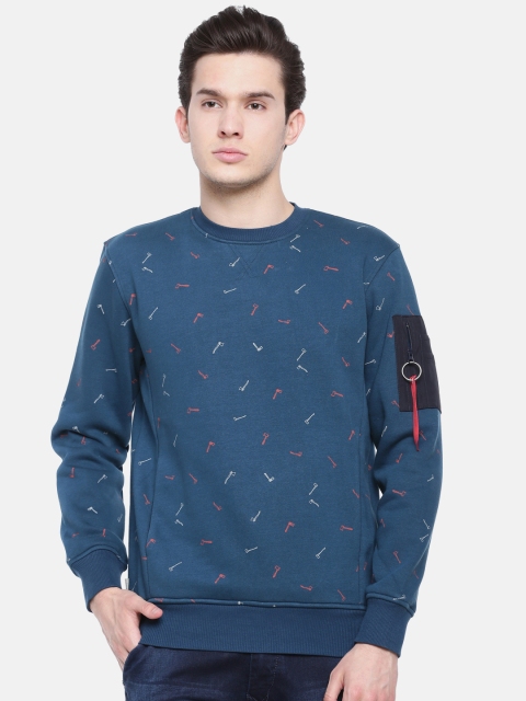 

t-base Men Blue Printed Sweatshirt