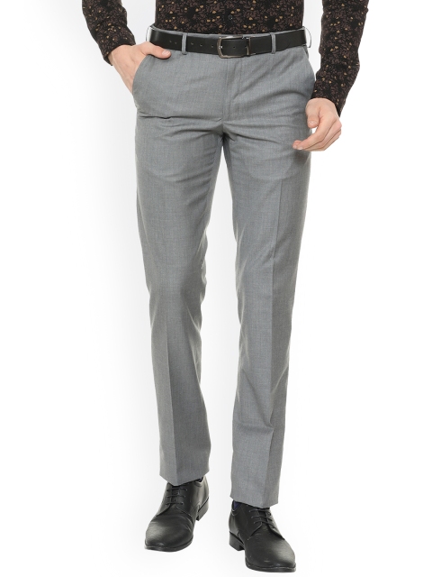 

Van Heusen Men Grey Slim Fit Solid Formal Trousers