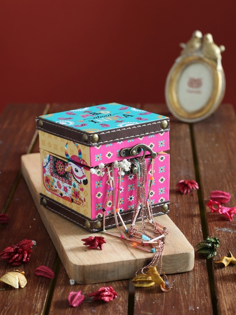 

Chumbak Pink& Orange Printed Storage Box Organiser