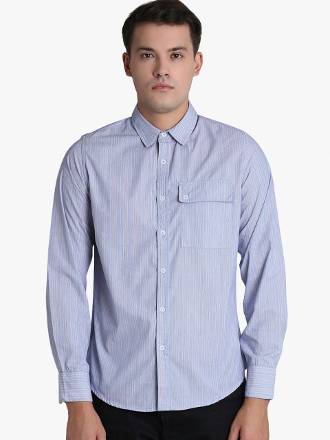 

LA LOFT Men Blue Regular Fit Striped Casual Shirt