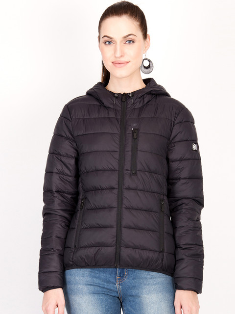 

Kotty Women Black Solid Insulator Hooded Puffer Jacket