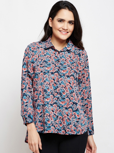 

Oxolloxo Women Blue & Pink Regular Fit Printed Casual Shirt