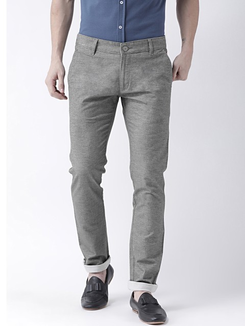 

FEVER Men Black & Grey Slim Fit Solid Chinos