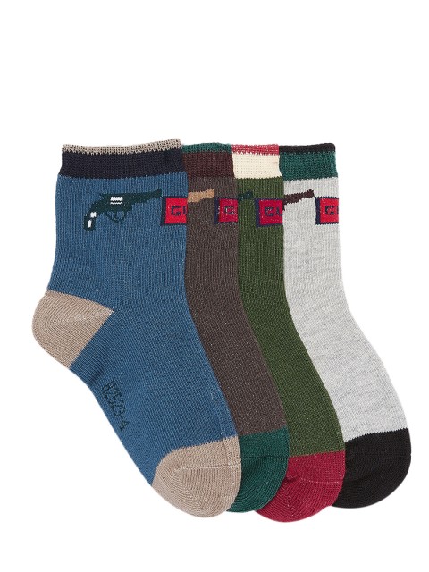 

Camey Kids Pack of 4 Patterned Above Ankle-Length Socks, Multi